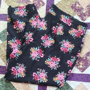 Terra & Sky Black Pants with Floral Accents